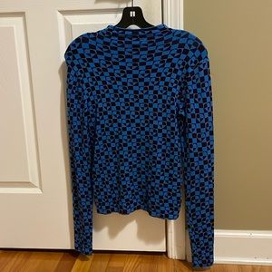 Urban Outfitters blue/maroon print sweater.  Lightweight soft to touch Size PS